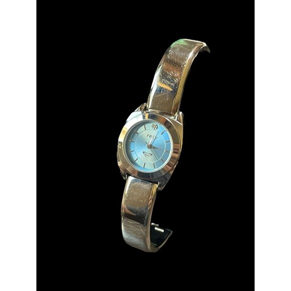 Vintage Roxy Blue Dial Stainless Steel Band Women Quartz Watch New Battery - Picture 2 of 6